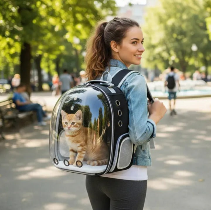 Mochila Bolso Transparente Mascota Negro